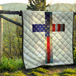 American Christian Cross Flag Print Quilt