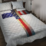 American Christian Cross Flag Print Quilt Bed Set