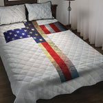 American Christian Cross Flag Print Quilt Bed Set