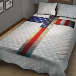 American Christian Cross Flag Print Quilt Bed Set
