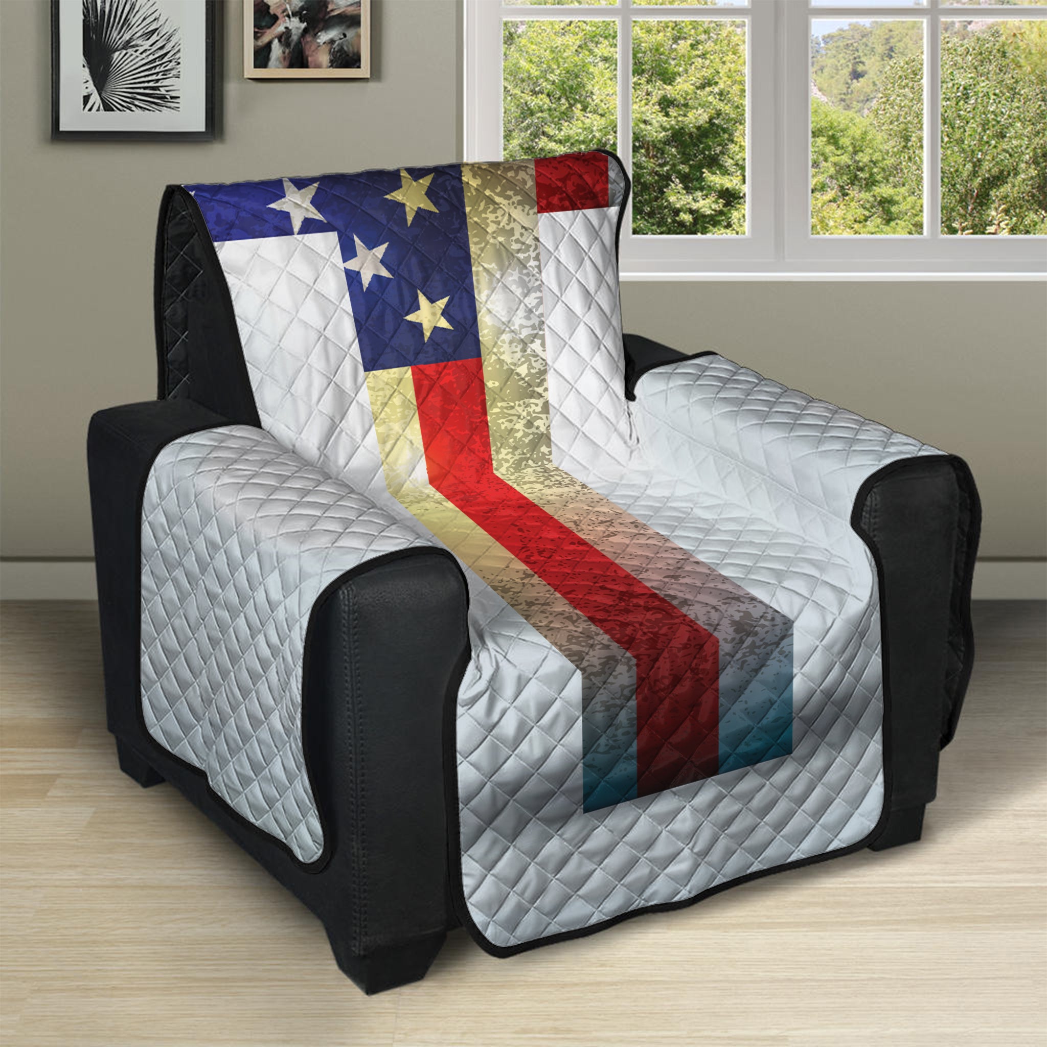 American Christian Cross Flag Print Recliner Protector