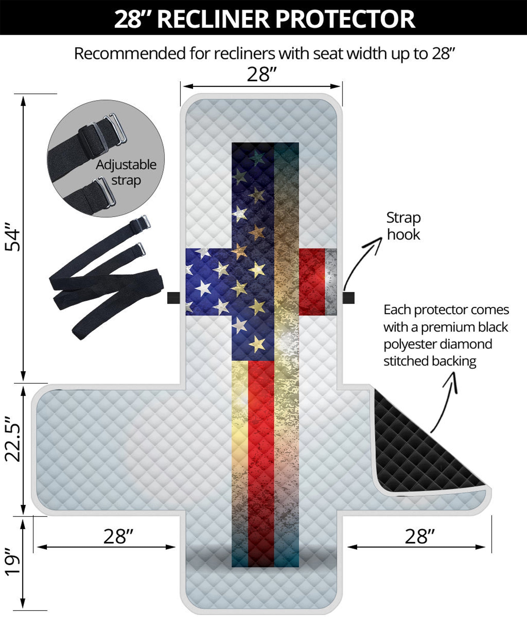 American Christian Cross Flag Print Recliner Protector