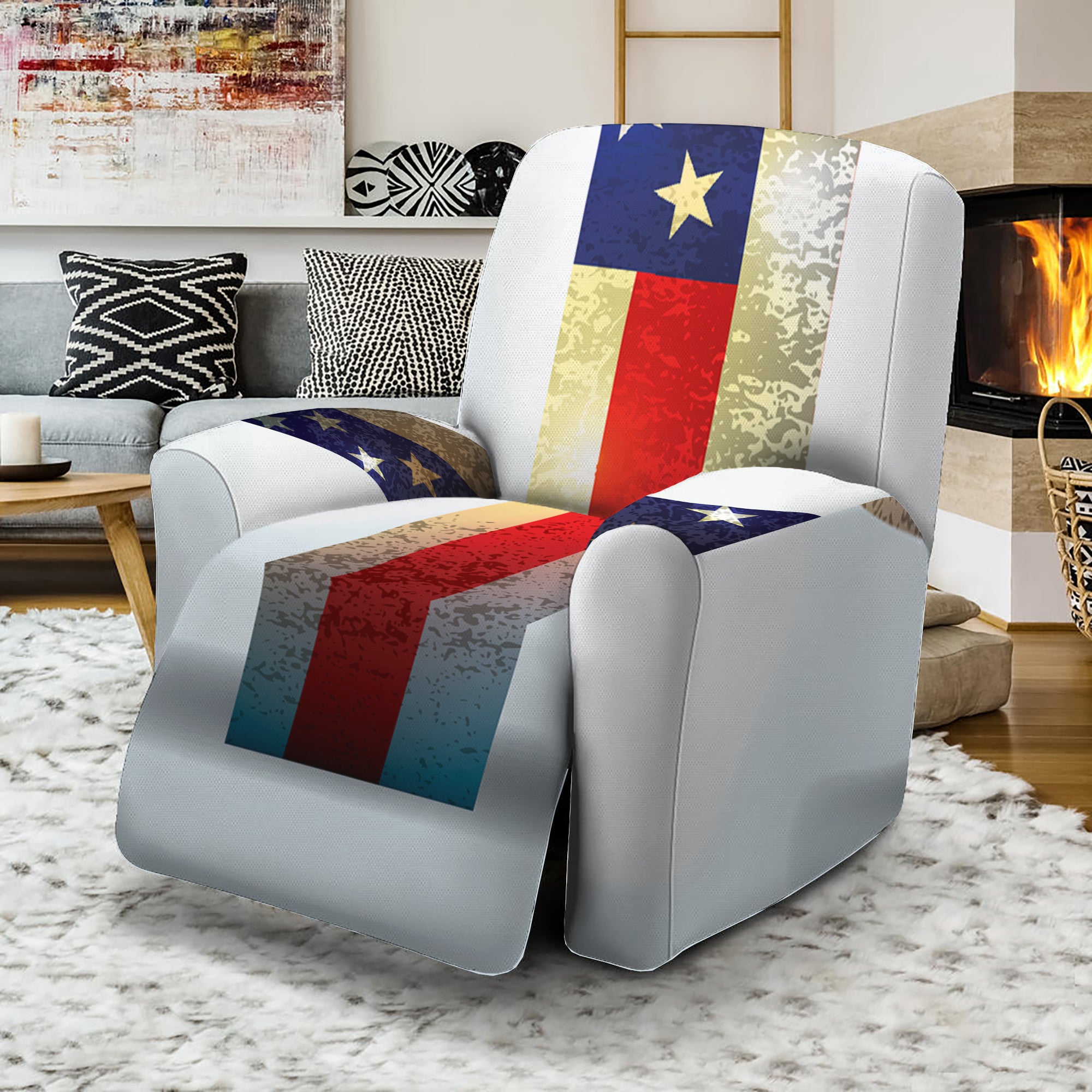 American Christian Cross Flag Print Recliner Slipcover