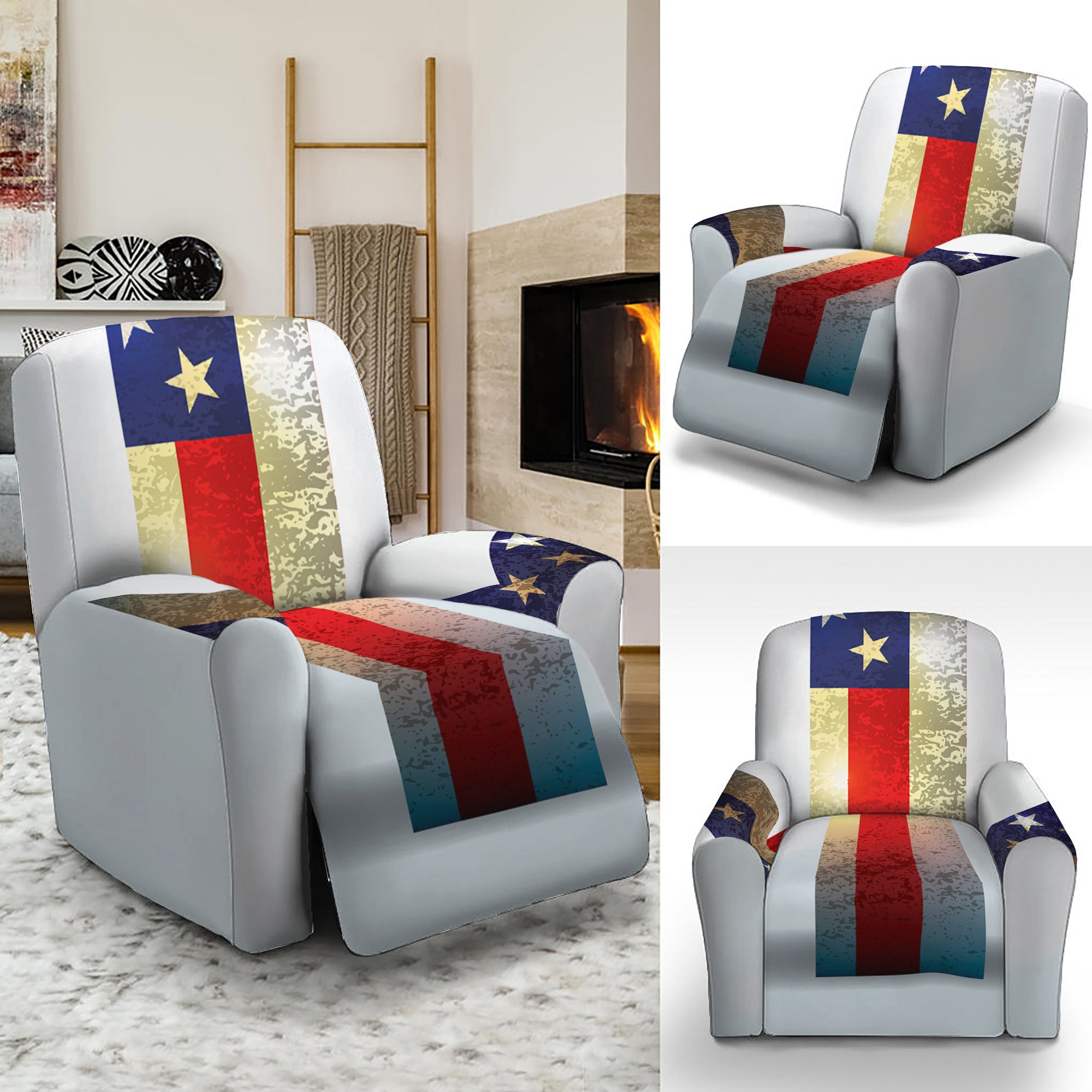 American Christian Cross Flag Print Recliner Slipcover