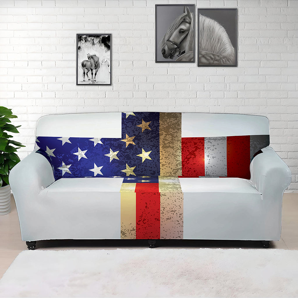 American Christian Cross Flag Print Sofa Cover