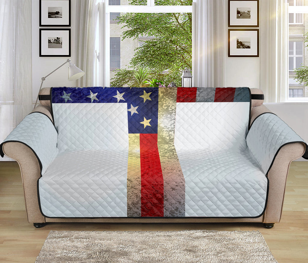 American Christian Cross Flag Print Sofa Protector