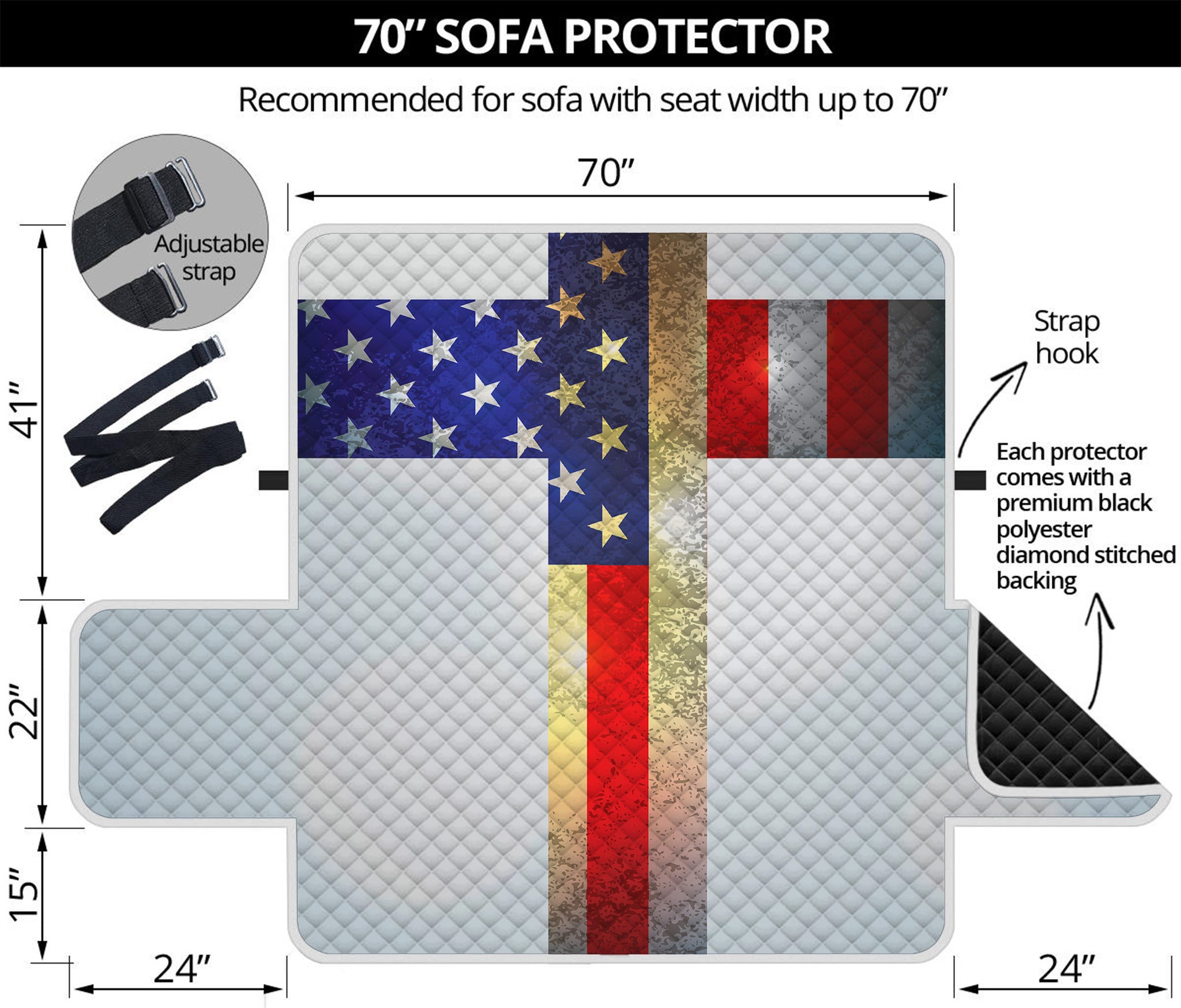 American Christian Cross Flag Print Sofa Protector