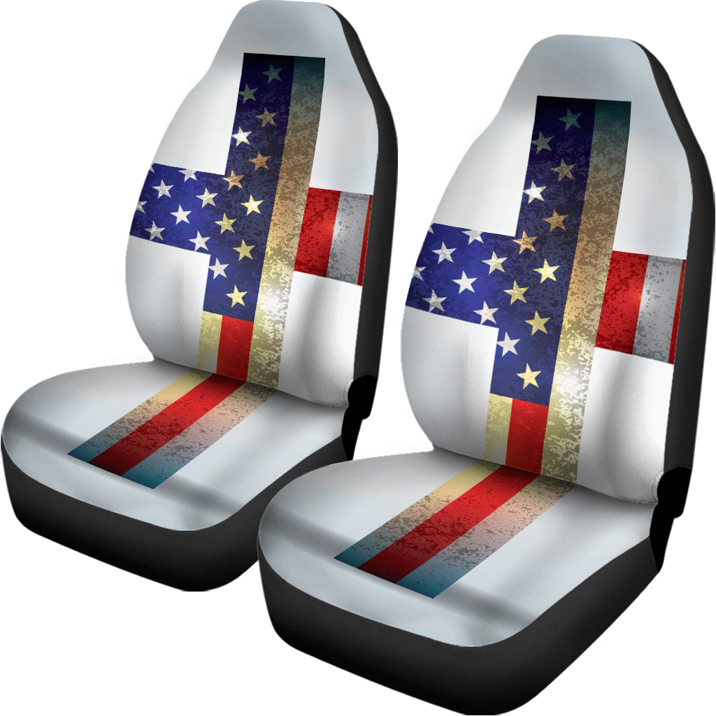 American Christian Cross Flag Print Universal Fit Car Seat Covers