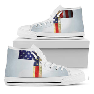 American Christian Cross Flag Print White High Top Shoes