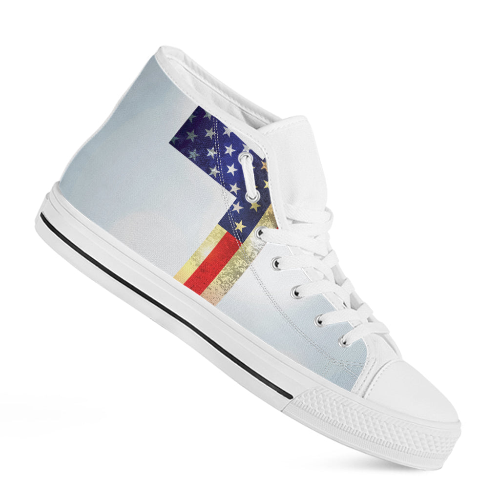 American Christian Cross Flag Print White High Top Shoes