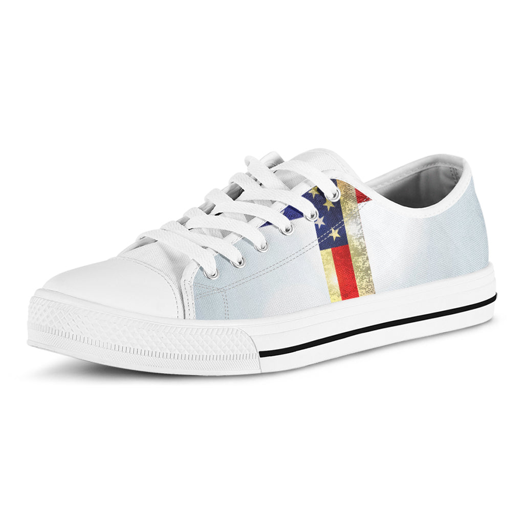 American Christian Cross Flag Print White Low Top Shoes