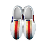 American Christian Cross Flag Print White Slip On Shoes