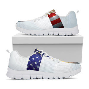 American Christian Cross Flag Print White Sneakers