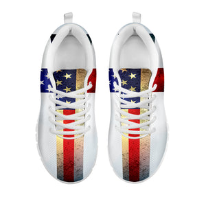 American Christian Cross Flag Print White Sneakers