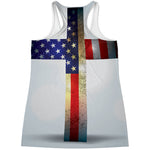 American Christian Cross Flag Print Women's Racerback Tank Top