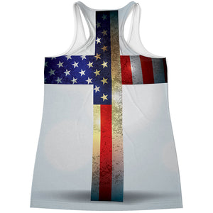 American Christian Cross Flag Print Women's Racerback Tank Top