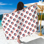 American Circle Flag Pattern Print Beach Sarong Wrap