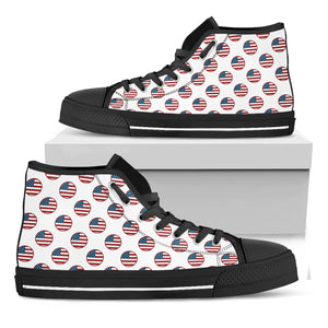 American Circle Flag Pattern Print Black High Top Shoes