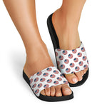 American Circle Flag Pattern Print Black Slide Sandals