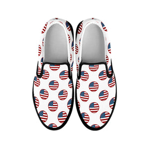 American Circle Flag Pattern Print Black Slip On Shoes