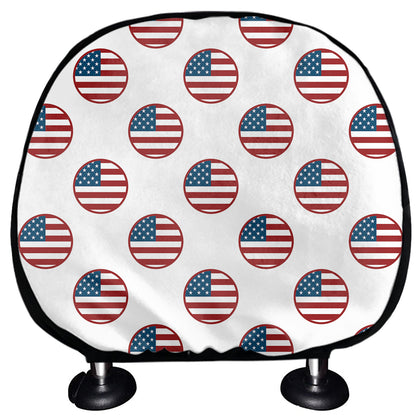 American Circle Flag Pattern Print Car Headrest Covers
