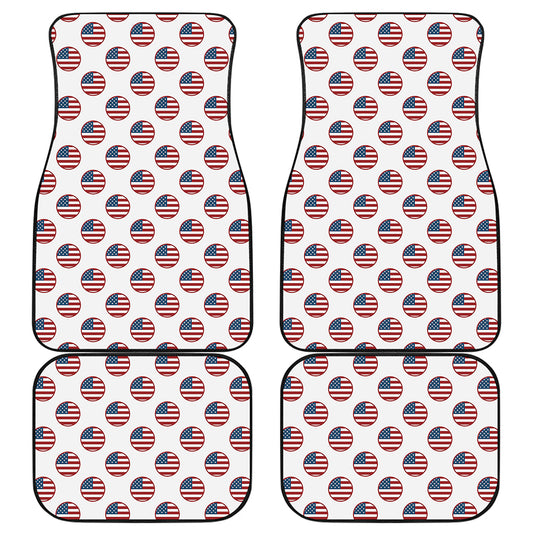 American Circle Flag Pattern Print Front and Back Car Floor Mats