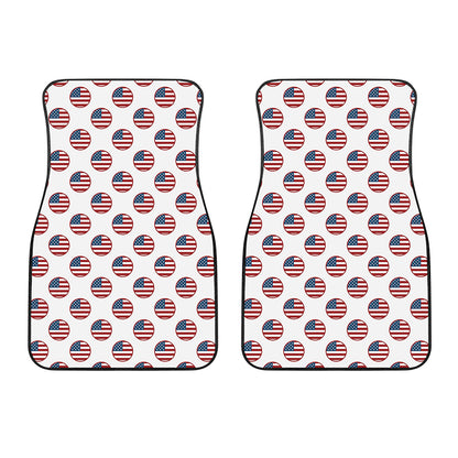 American Circle Flag Pattern Print Front Car Floor Mats