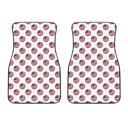 American Circle Flag Pattern Print Front Car Floor Mats