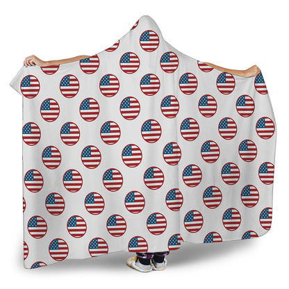 American Circle Flag Pattern Print Hooded Blanket