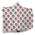 American Circle Flag Pattern Print Hooded Blanket
