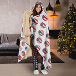 American Circle Flag Pattern Print Hooded Blanket