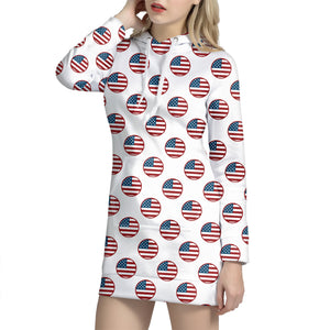 American Circle Flag Pattern Print Hoodie Dress