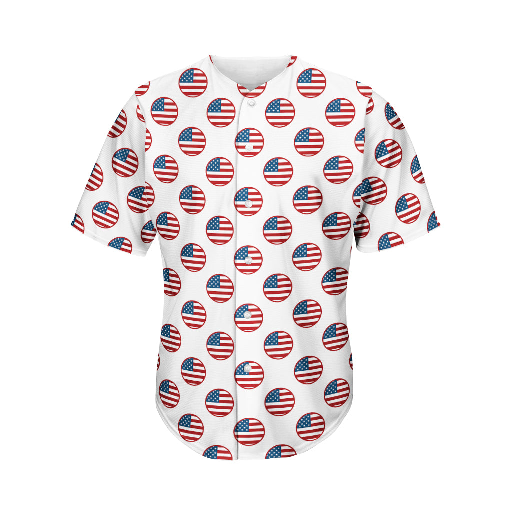 American Circle Flag Pattern Print Men's Baseball Jersey