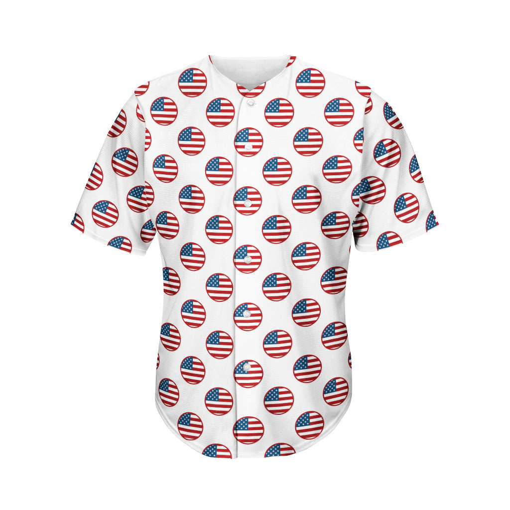 American Circle Flag Pattern Print Men's Baseball Jersey