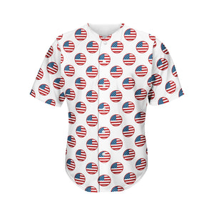 American Circle Flag Pattern Print Men's Baseball Jersey