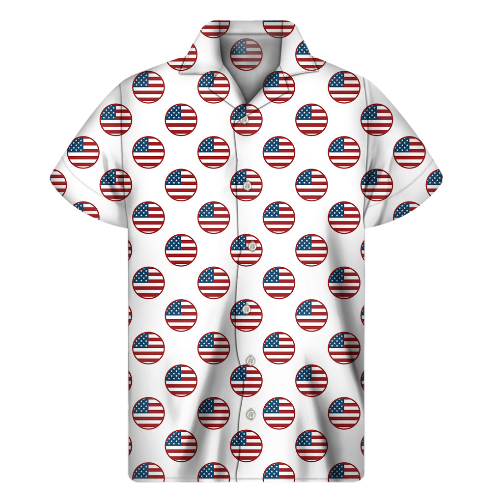 American Circle Flag Pattern Print Men's Short Sleeve Shirt