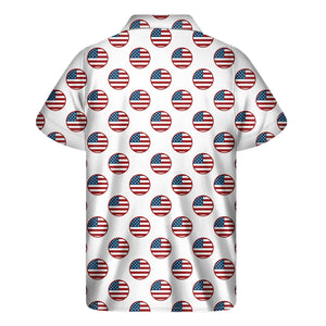 American Circle Flag Pattern Print Men's Short Sleeve Shirt