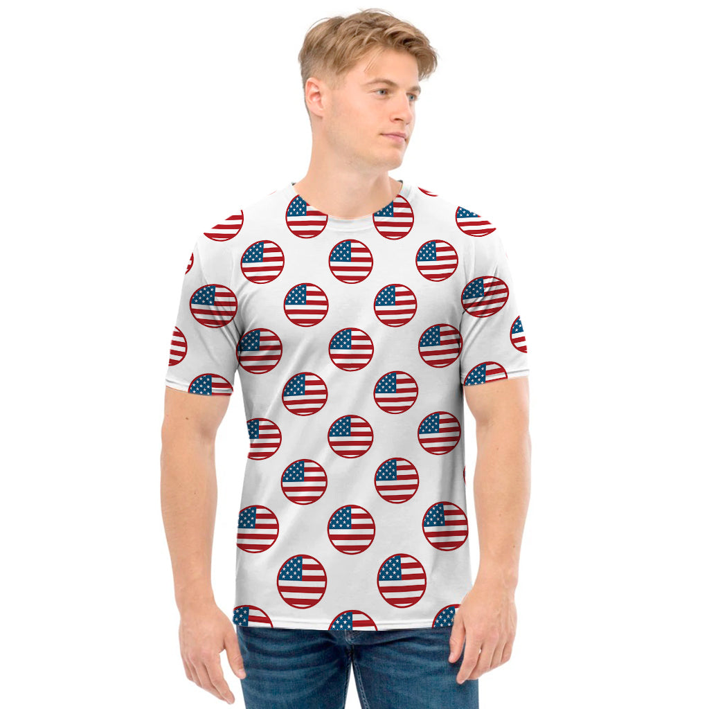 American Circle Flag Pattern Print Men's T-Shirt