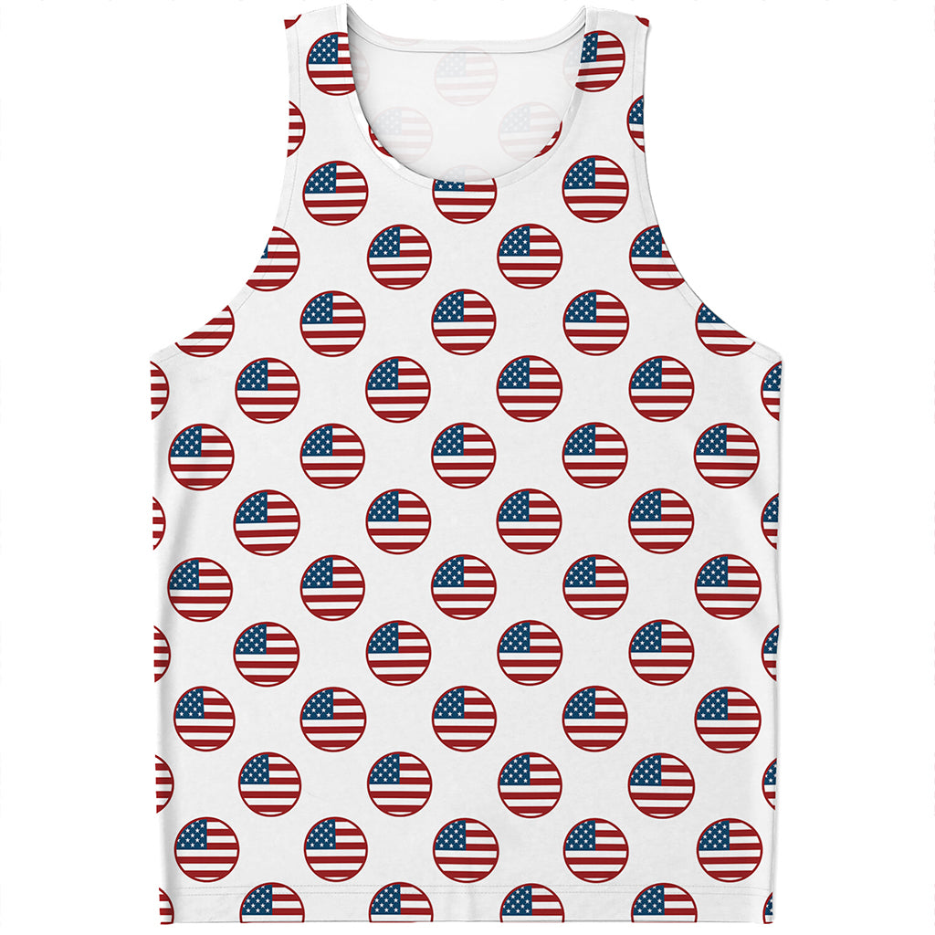 American Circle Flag Pattern Print Men's Tank Top