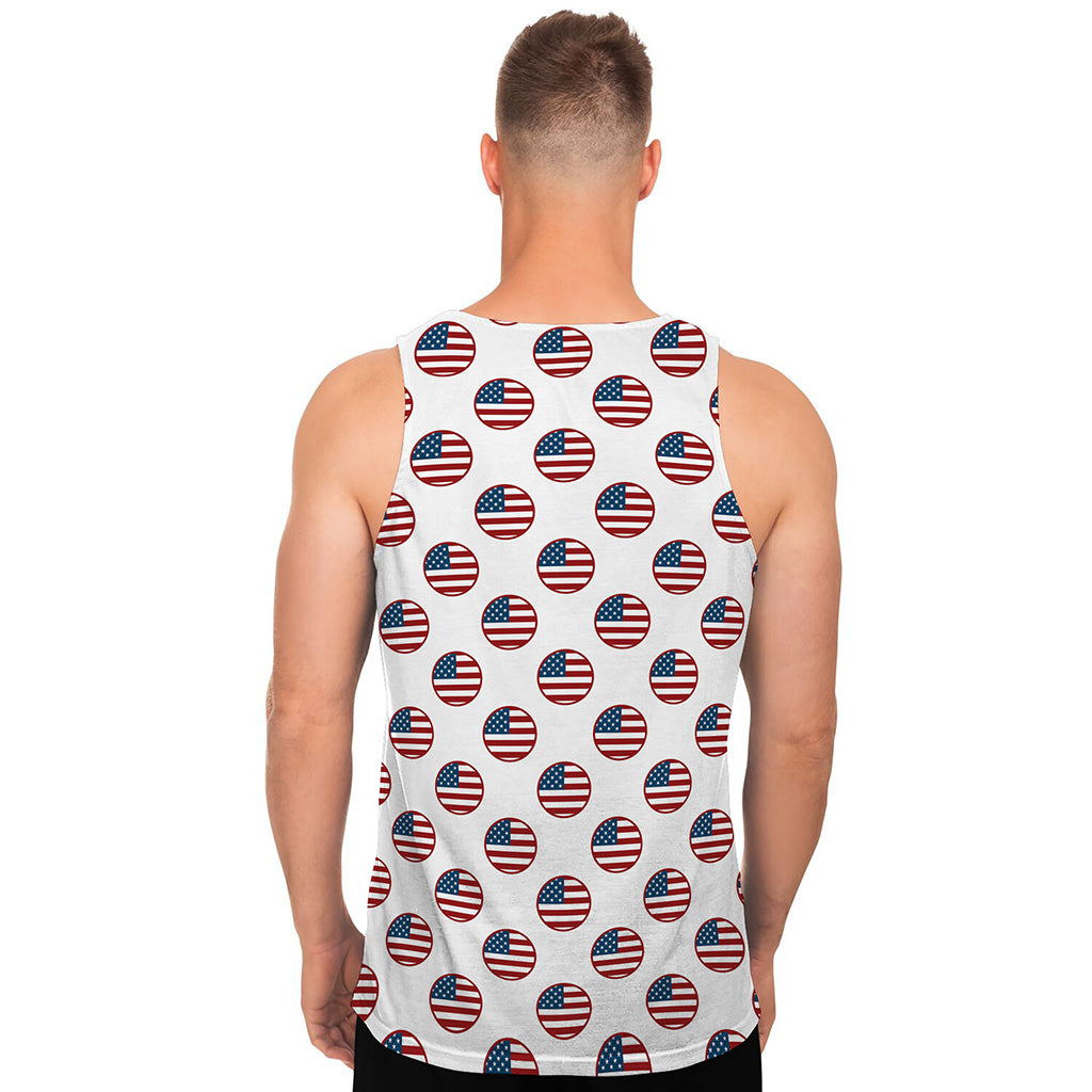 American Circle Flag Pattern Print Men's Tank Top