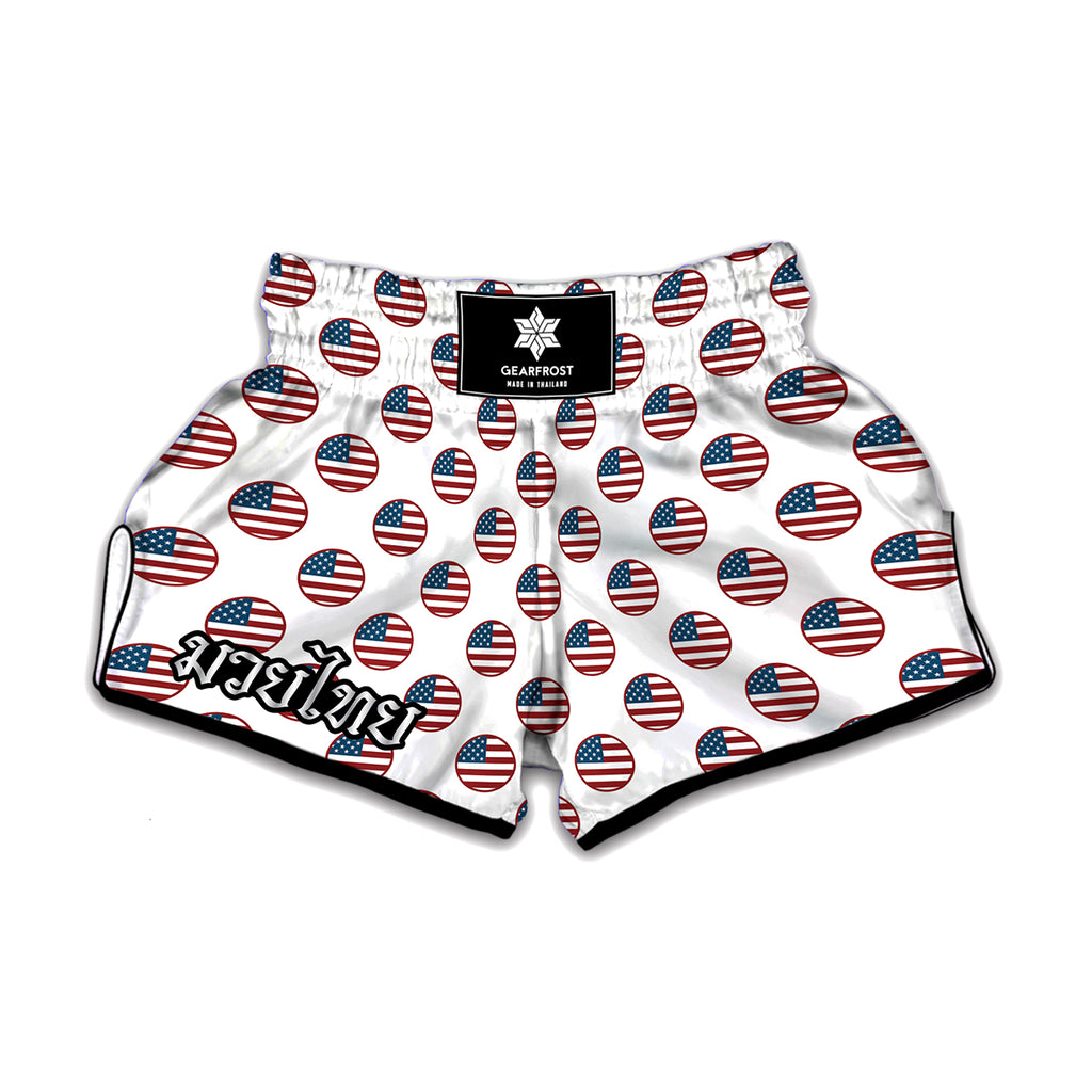 American Circle Flag Pattern Print Muay Thai Boxing Shorts