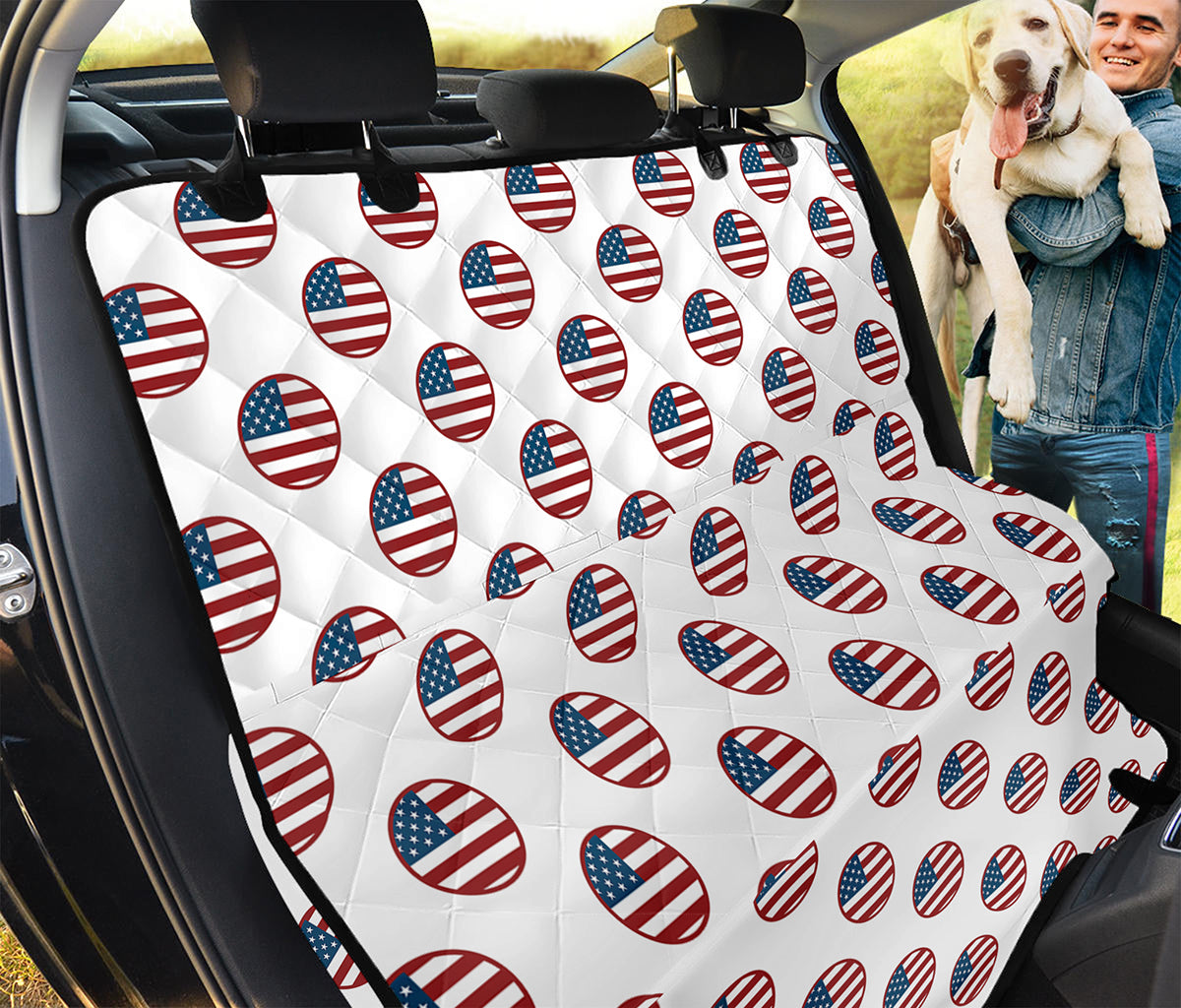 American Circle Flag Pattern Print Pet Car Back Seat Cover