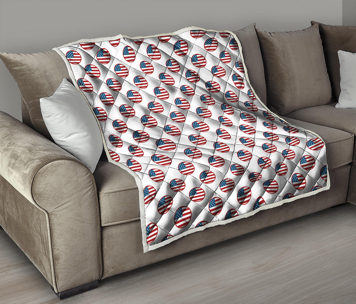 American Circle Flag Pattern Print Quilt