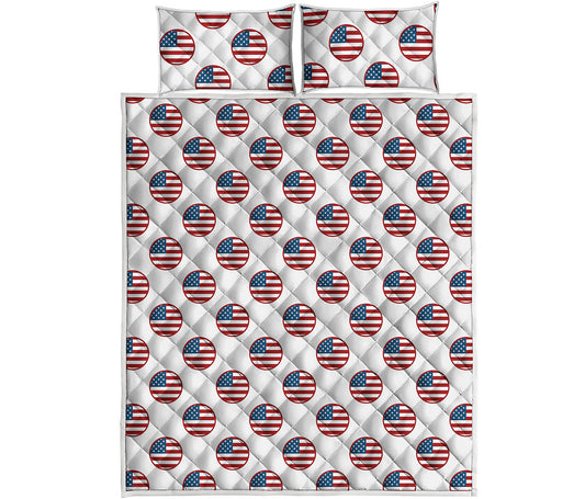 American Circle Flag Pattern Print Quilt Bed Set