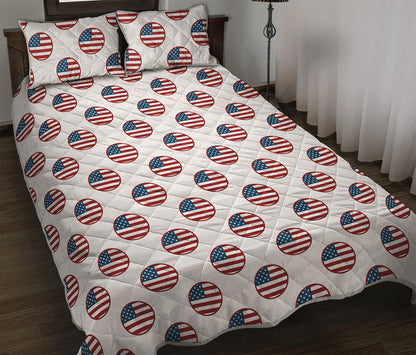 American Circle Flag Pattern Print Quilt Bed Set