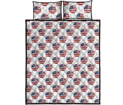 American Circle Flag Pattern Print Quilt Bed Set
