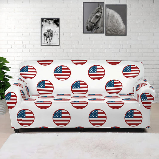 American Circle Flag Pattern Print Sofa Cover