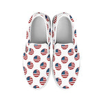 American Circle Flag Pattern Print White Slip On Shoes