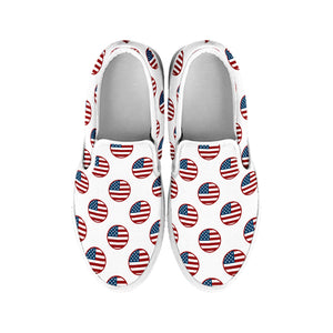 American Circle Flag Pattern Print White Slip On Shoes