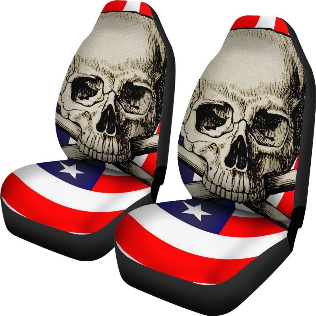 American Cross Skull Universal Fit Car Seat Covers GearFrost